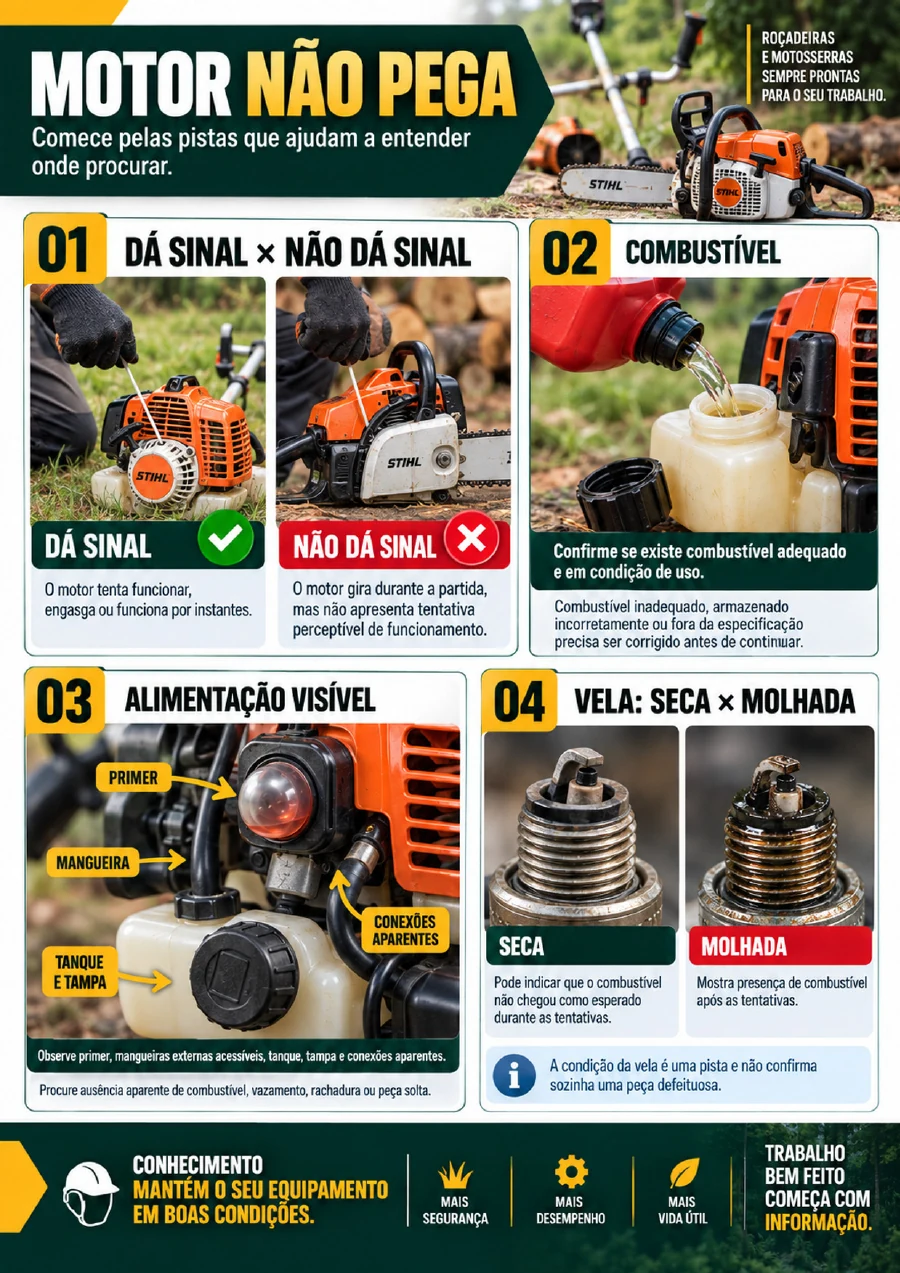 Diagnóstico visual: motor não pega