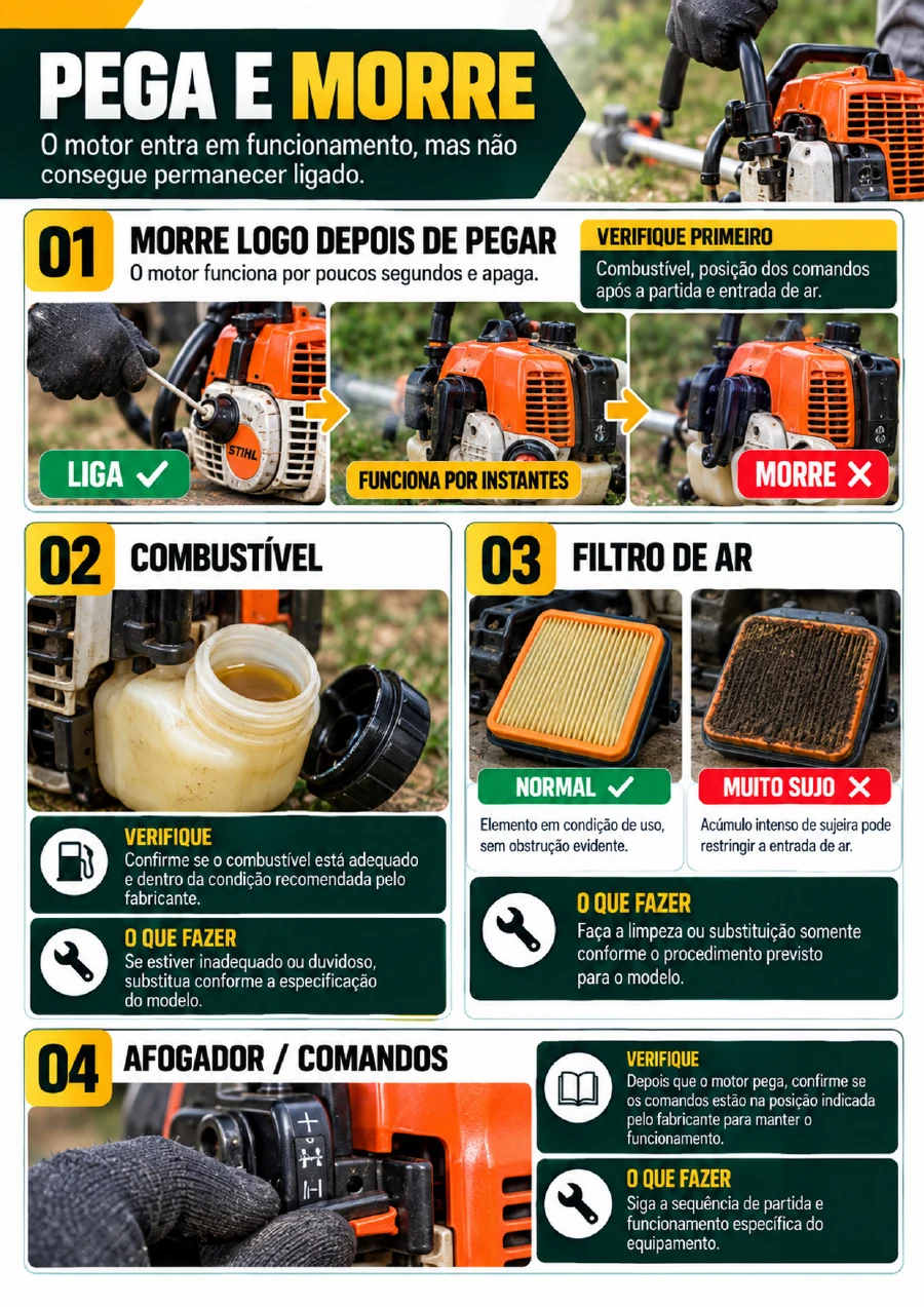 Diagnóstico visual: pega e morre