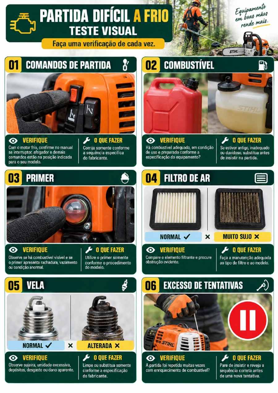 Diagnóstico visual: partida difícil a frio