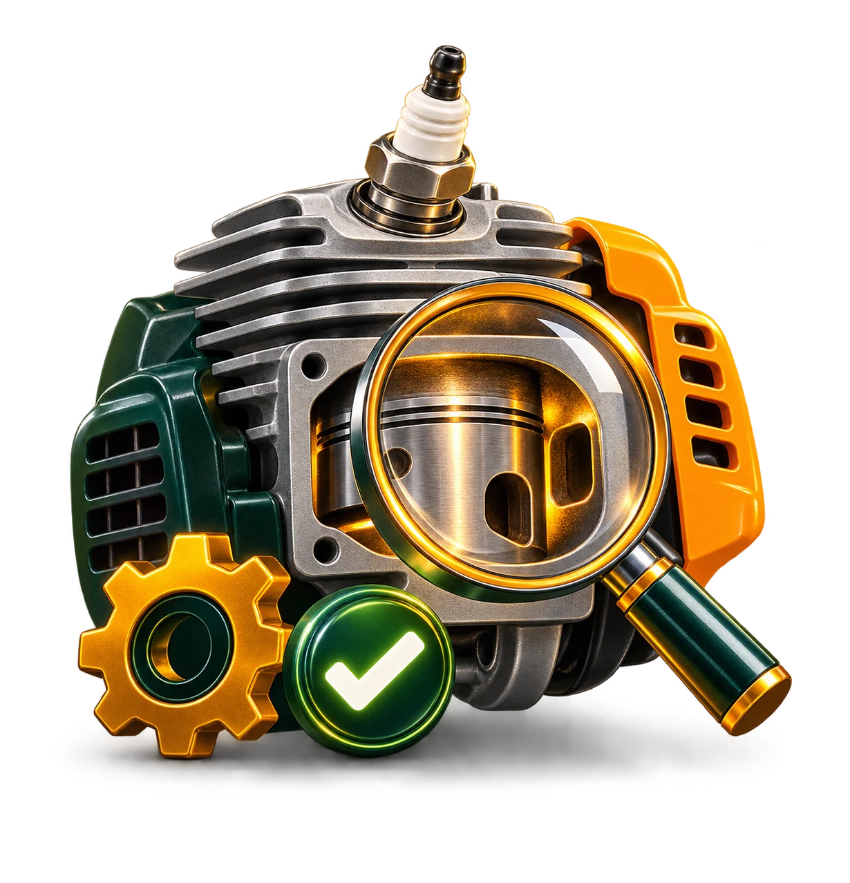 Ícone 3D de diagnóstico para motor 2T