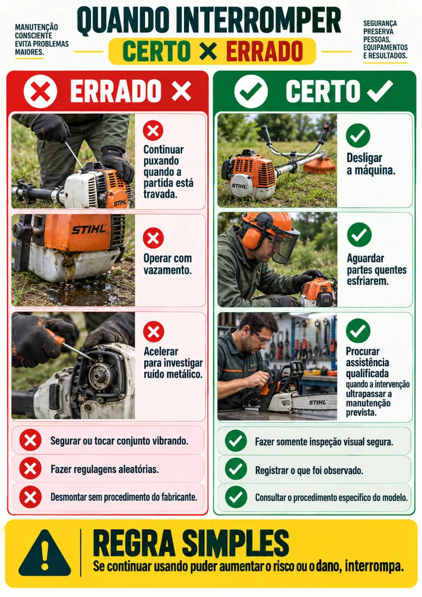 Página do guia: quando interromper, certo e errado